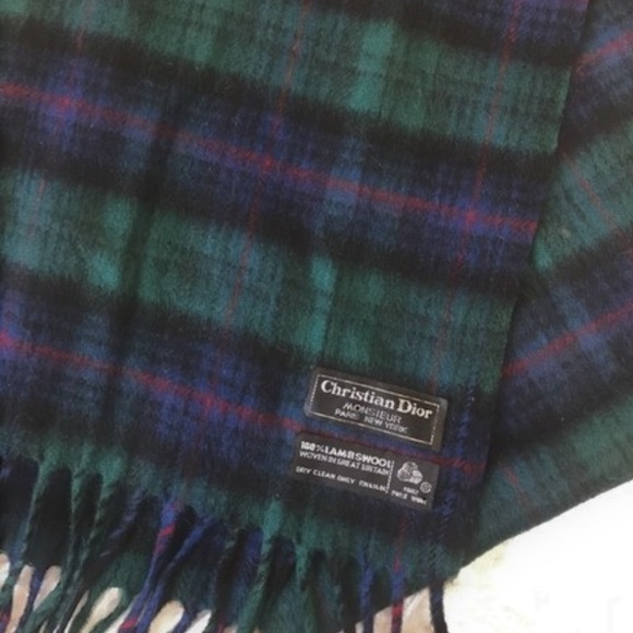 Dior Accessories - Christian Dior vintage lambswool plaid scarf